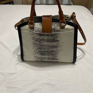 Brahmin Oxford Satchel Natural Bernini Genuine Learher